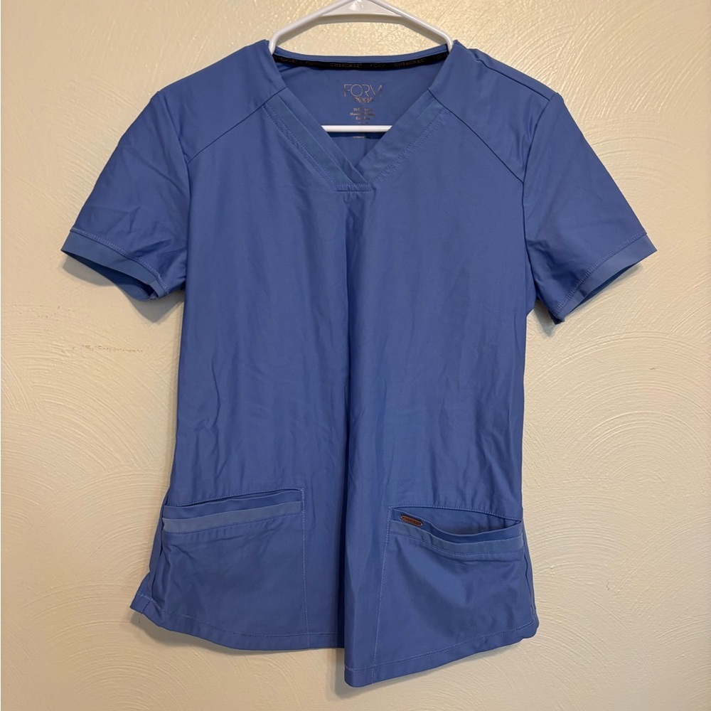 Cherokee Form CK3940 Women’s Scrub Top Blue Size Small Moisture Wicking Stretch